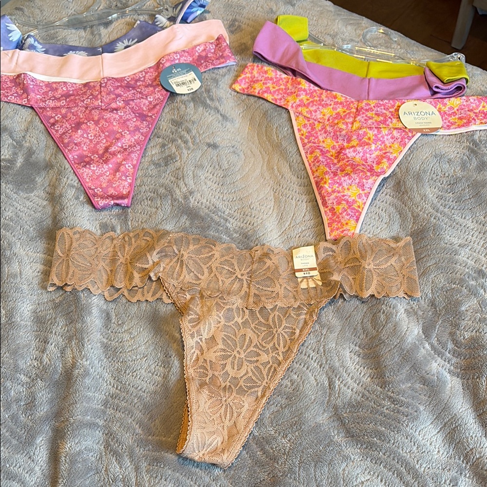 NWT Arizona Body  7 piece bundle of thong panties - underwear.  SZ; XXL
